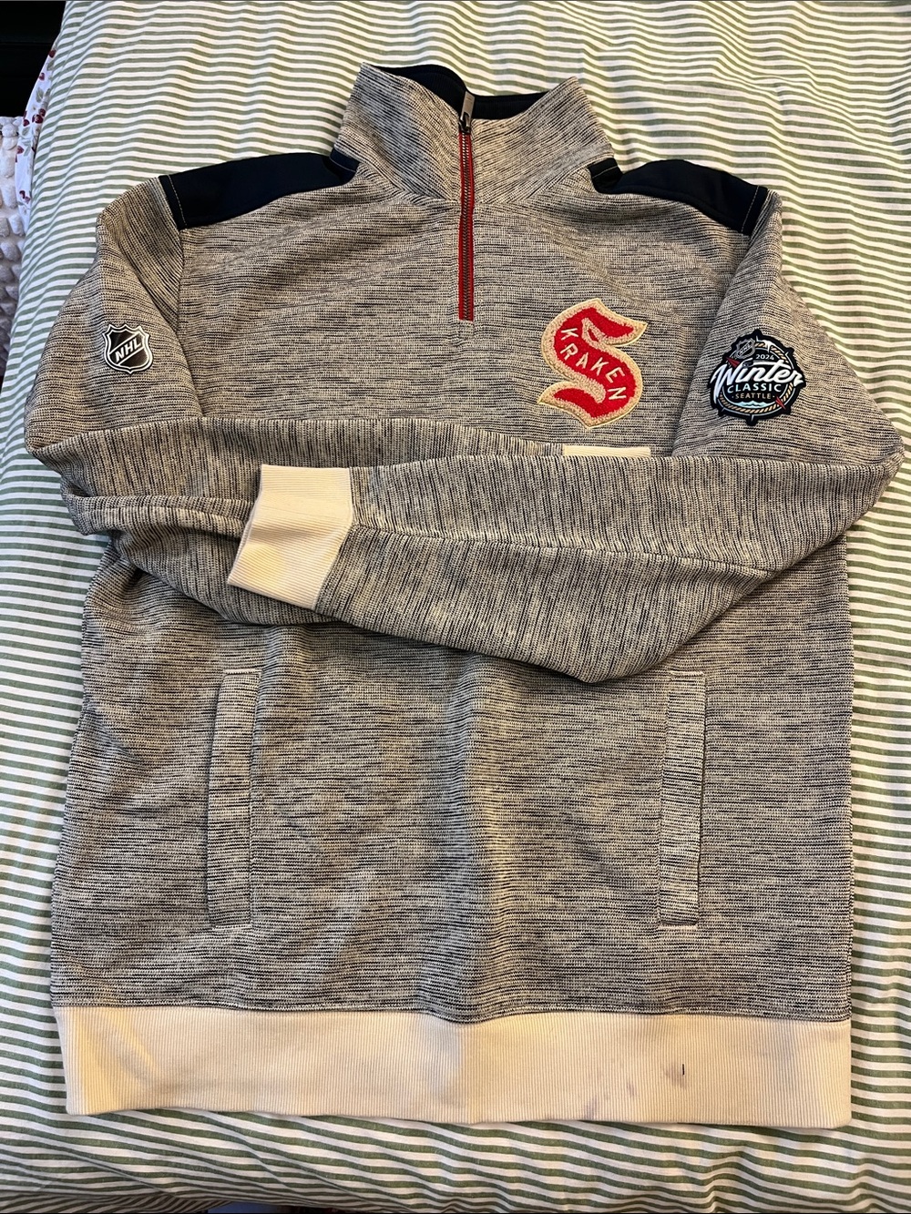 2024 Winter Classic Seattle Kraken Men’s Gray Heather Quarter-Zip Sweater